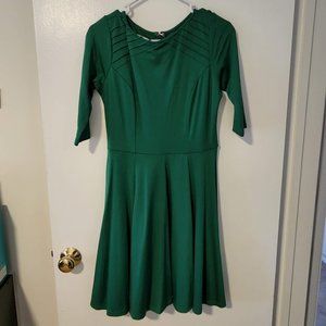 Unique Vintage 3/4 Sleeve Skater Dress - Large